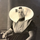 Dutch Woman in Traditional Zeeland "Oorijzer" (Ear Iron) Headdress, Real Photo Postcard c. 1910s