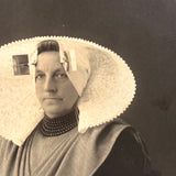 Dutch Woman in Traditional Zeeland "Oorijzer" (Ear Iron) Headdress, Real Photo Postcard c. 1910s
