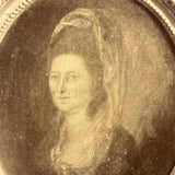 Double Portrait: Ultra Moody 19th Century Cabinet Photo of a Hanging Miniature Portrait of a Woman