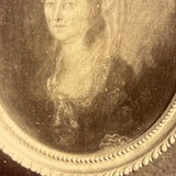 Double Portrait: Ultra Moody 19th Century Cabinet Photo of a Hanging Miniature Portrait of a Woman