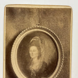 Double Portrait: Ultra Moody 19th Century Cabinet Photo of a Hanging Miniature Portrait of a Woman