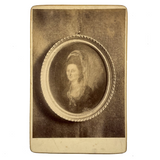 Double Portrait: Ultra Moody 19th Century Cabinet Photo of a Hanging Miniature Portrait of a Woman