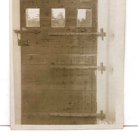 Early Door with Six Panes and View of Winter Trees, Very Painterly Antique RPPC