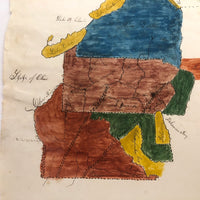 Ellie Acker's c. 1840s Watercolor Map of Four Middle States Plus Maryland and Virigina