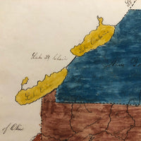 Ellie Acker's c. 1840s Watercolor Map of Four Middle States Plus Maryland and Virigina