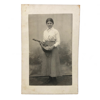 Lovely Young Woman with Mandolin, Antique RPPC