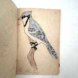 Bird Book! Delightful c. 1930s Handmade Book with 18 Naive Crayon Bird Drawings