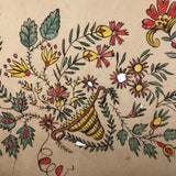 19th C. Pennsylvania Watercolor on Laid Paper - Cornucopia and Flowers