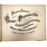 Scarce Copy of Williams & Packard's Original Gems of Penmanship, 1867, with Inked Calligraphy Dedication and Fantastic Alphabets