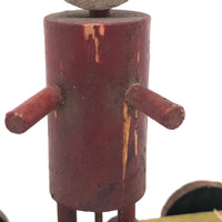 Red Man, Yellow Cart, Sweet Old Folk Art Pull Toy