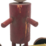 Red Man, Yellow Cart, Sweet Old Folk Art Pull Toy