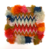 Flame Stitch and Cornucopia, Pair of 19th Century Schoolgirl Needlepoints on Homespun Linen with Puffed Borders