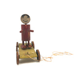 Red Man, Yellow Cart, Sweet Old Folk Art Pull Toy