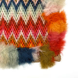 Flame Stitch and Cornucopia, Pair of 19th Century Schoolgirl Needlepoints on Homespun Linen with Puffed Borders