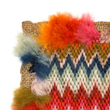 Flame Stitch and Cornucopia, Pair of 19th Century Schoolgirl Needlepoints on Homespun Linen with Puffed Borders