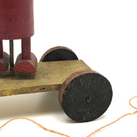 Red Man, Yellow Cart, Sweet Old Folk Art Pull Toy