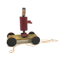 Red Man, Yellow Cart, Sweet Old Folk Art Pull Toy