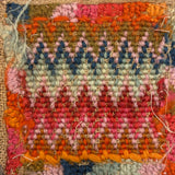 Flame Stitch and Cornucopia, Pair of 19th Century Schoolgirl Needlepoints on Homespun Linen with Puffed Borders