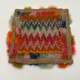 Flame Stitch and Cornucopia, Pair of 19th Century Schoolgirl Needlepoints on Homespun Linen with Puffed Borders
