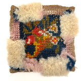 Flame Stitch and Cornucopia, Pair of 19th Century Schoolgirl Needlepoints on Homespun Linen with Puffed Borders