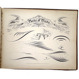 Scarce Copy of Williams & Packard's Original Gems of Penmanship, 1867, with Inked Calligraphy Dedication and Fantastic Alphabets