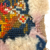 Flame Stitch and Cornucopia, Pair of 19th Century Schoolgirl Needlepoints on Homespun Linen with Puffed Borders