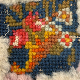 Flame Stitch and Cornucopia, Pair of 19th Century Schoolgirl Needlepoints on Homespun Linen with Puffed Borders