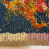 Flame Stitch and Cornucopia, Pair of 19th Century Schoolgirl Needlepoints on Homespun Linen with Puffed Borders