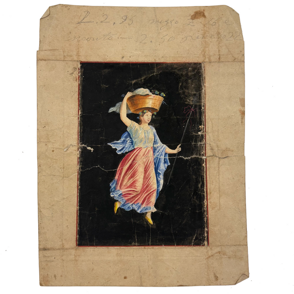 Baccante dell'Ercolano, Much Handled 19th Century Italian Grand Tour Watercolor