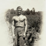 Shirtless Man Squinting into the Sun, c. 1930s-40s Snapshot