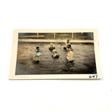 Gathering at the Pool, Very Wonderful Hand-colored Snapshot with Bubble Gum Colored Swim Caps
