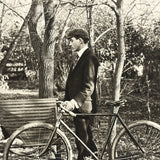 Young Man with Setter and Safety Bicycle, Ultra Sharp Paper Print from Glass Plate Negative c. 1900