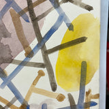 Figure with Raised Hand Amid Abstract Field, Wonderful Large Signed Watercolor
