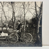 Young Man with Setter and Safety Bicycle, Ultra Sharp Paper Print from Glass Plate Negative c. 1900