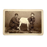 Portrait of Man, Child and Prized Milking Goat Just Milked, Giorgio Conrad, Naples, Italy, c. 1860s CDV