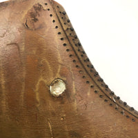 Large Antique Carved Wooden Boot With Many Nail Buttons