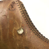 Large Antique Carved Wooden Boot With Many Nail Buttons
