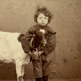 Portrait of Man, Child and Prized Milking Goat Just Milked, Giorgio Conrad, Naples, Italy, c. 1860s CDV