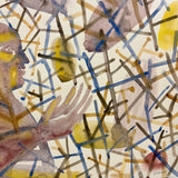 Figure with Raised Hand Amid Abstract Field, Wonderful Large Signed Watercolor
