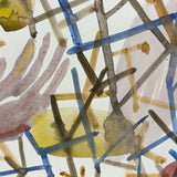 Figure with Raised Hand Amid Abstract Field, Wonderful Large Signed Watercolor