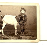 Portrait of Man, Child and Prized Milking Goat Just Milked, Giorgio Conrad, Naples, Italy, c. 1860s CDV