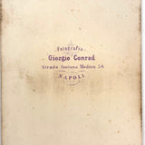 Portrait of Man, Child and Prized Milking Goat Just Milked, Giorgio Conrad, Naples, Italy, c. 1860s CDV