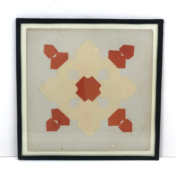 Sweet Old Froebel Kindergargten Cut Paper Design in Taped Glass Frame