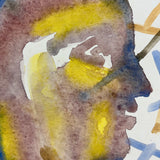 Figure with Raised Hand Amid Abstract Field, Wonderful Large Signed Watercolor