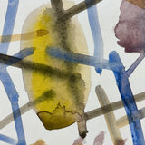Figure with Raised Hand Amid Abstract Field, Wonderful Large Signed Watercolor