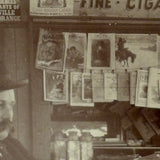 Fine Cigars, Saturday Evening Post, Man in Roseville/East Orange, NJ Train Station Waiting Room, 1899 Sepia Print