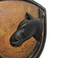 Lucky Horse and Spur Carved Wall Plaque with Great Surface