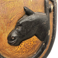 Lucky Horse and Spur Carved Wall Plaque with Great Surface