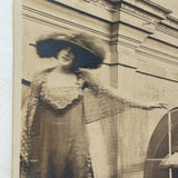Woman with Starry Shawl, Man on Bended Knee in Motion, Evocative Antique Photograph