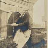 Woman with Starry Shawl, Man on Bended Knee in Motion, Evocative Antique Photograph